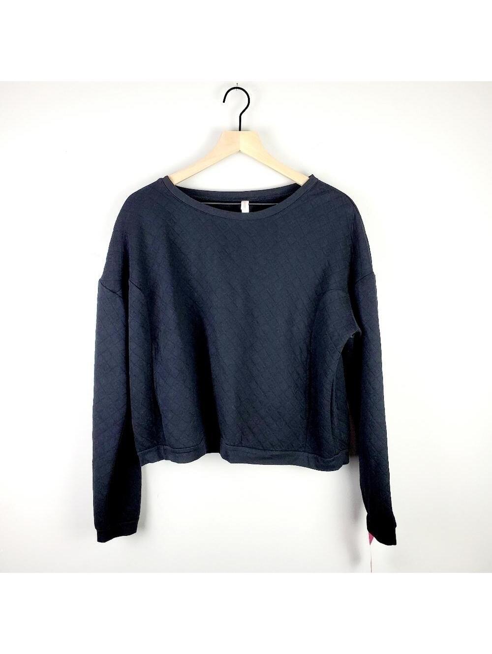 Xhilaration Black Quilted Crewneck XL BNWT
